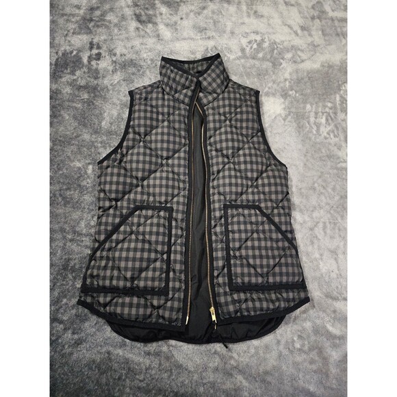J Crew Grey and Black Checked Puff Vest - Picture 1 of 3